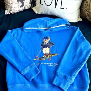 Blue Polo Bear Ralph Lauren Fleece Hoodie Sz 16 (XL)